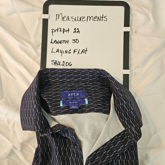 Apt. 9 Med men's dress shirt slim fit Blue and Black Pattern  NWT - Picture 7 of 7